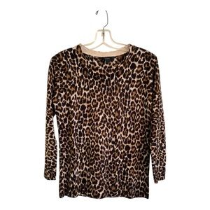 J Crew 100% Merino Leopard Sweater